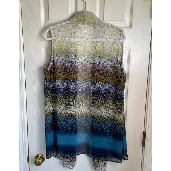 Coldwater Creek Chiffon Vest Duster Floral Sheer Open Front Lightweight Sz OS - Picture 4 of 7